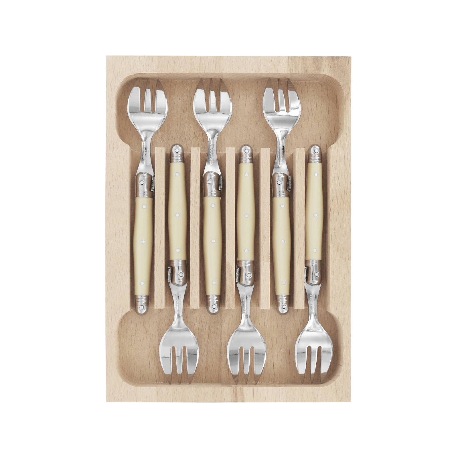 ラギオール アンドレ・ヴェルディエ フォーク 6本セット Andre Verdier Laguiole Debutant Cake Fork Set of 6 Ivory