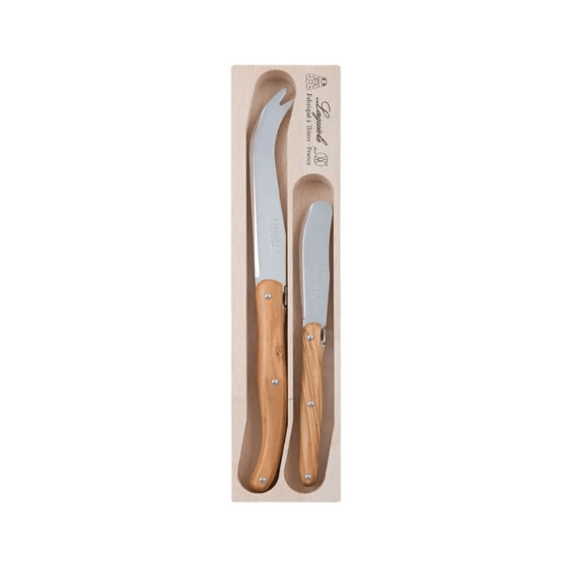 Andre Verdier Laguiole Debutant Cheese Knife & Spreader Set Olive Wood