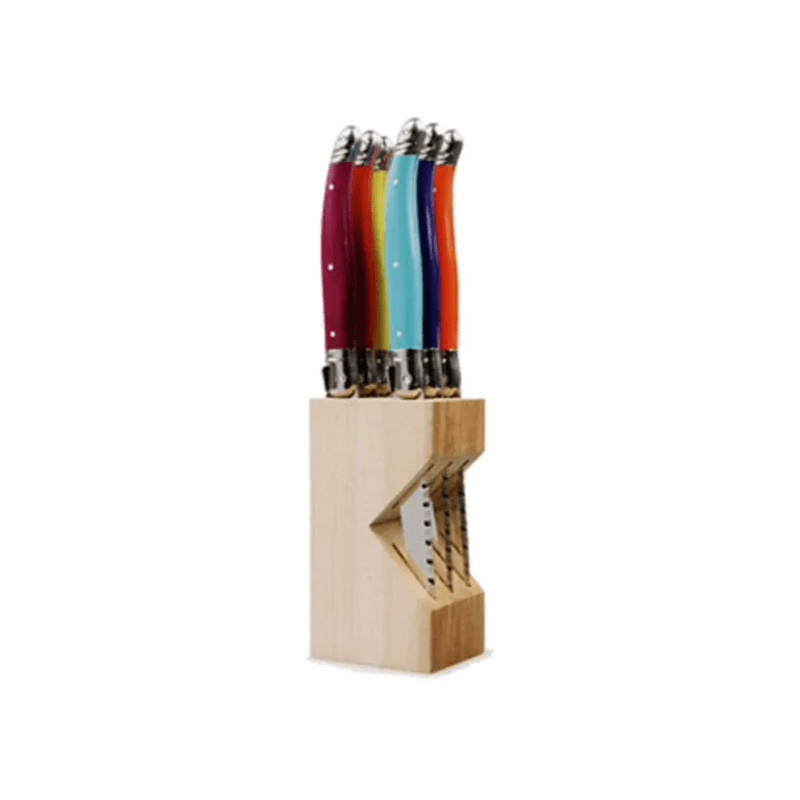 Andre Verdier Laguiole Debutant Steak Knife Block Set of 6 Multi