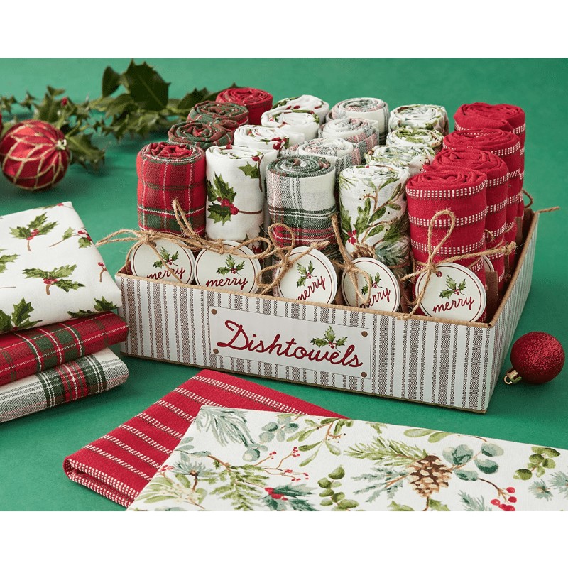 Design Imports Holiday Heritage Assorted Dishtowels