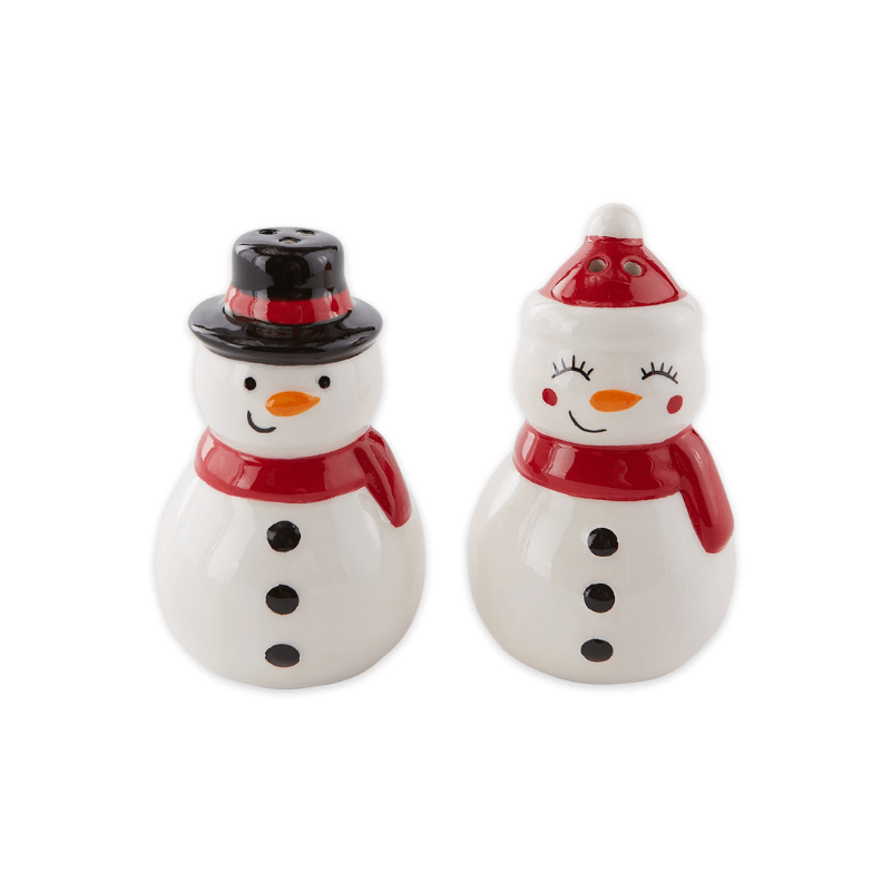 Design Imports Mr & Mrs Snowman Ceramic Salt & Pepper Shaker Set