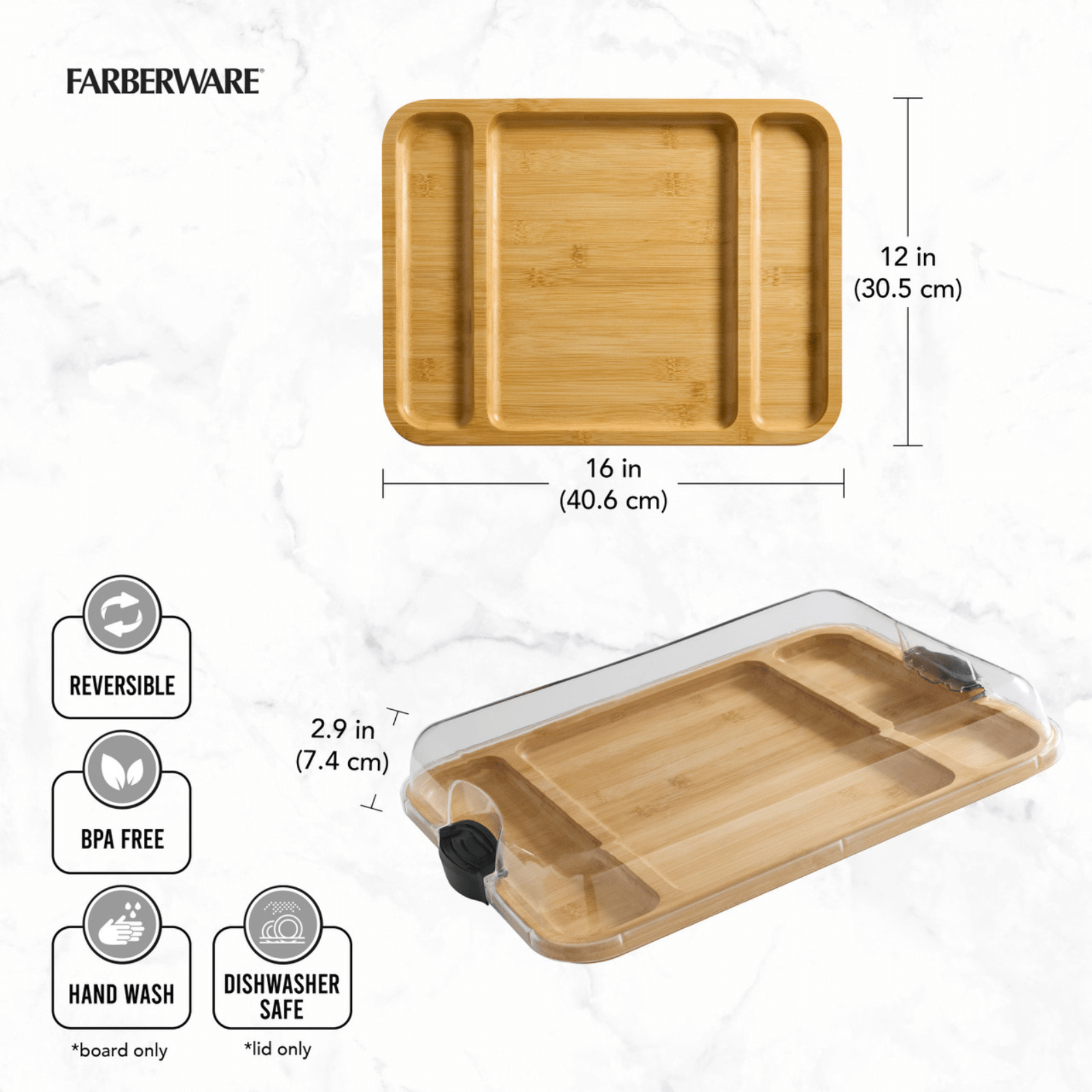 Farberware Build-a-Board Bamboo Rectangluar Board 40.5cm x 30.5cm