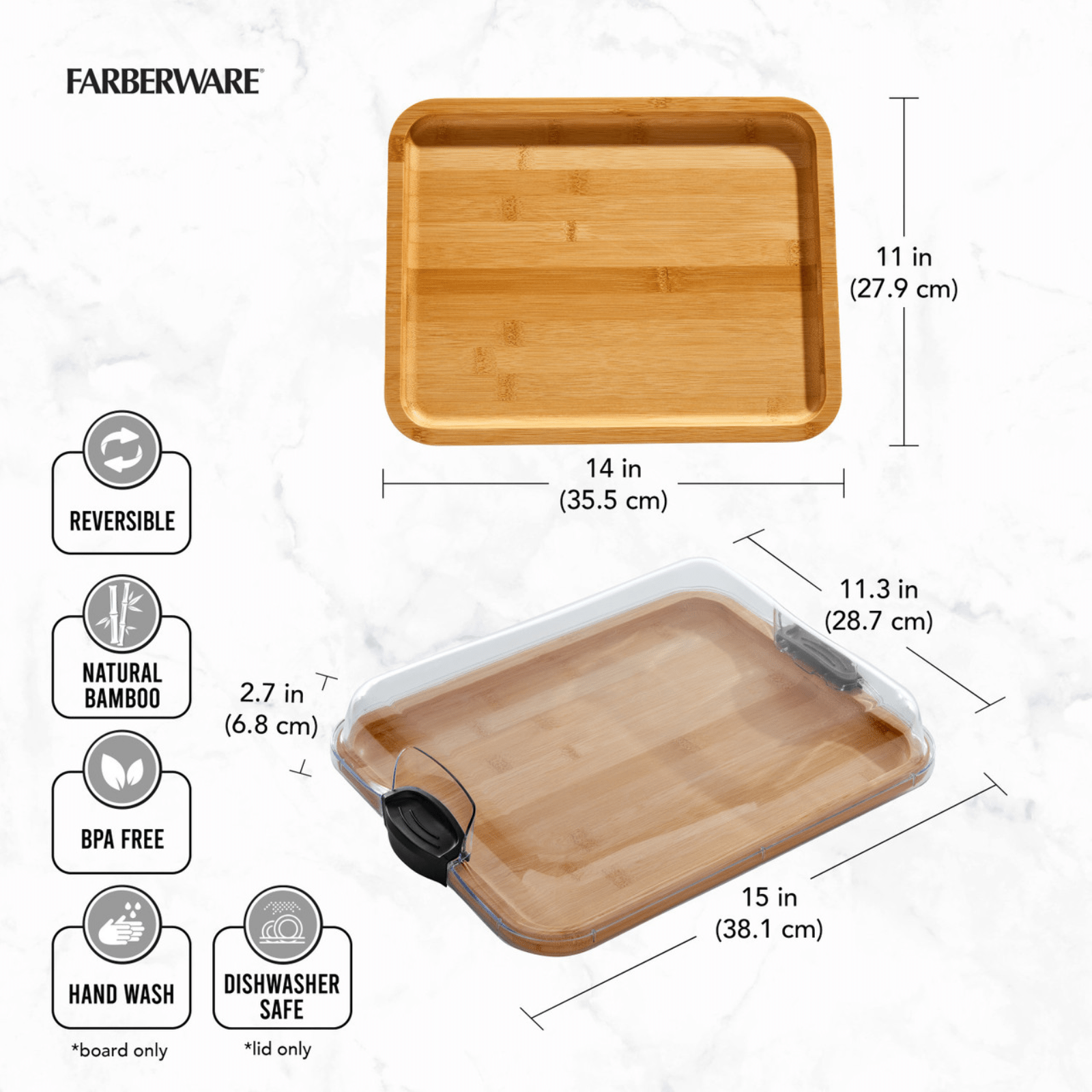 Farberware Build-a-Board Bamboo Rectangular Board 35.5cm x 28cm