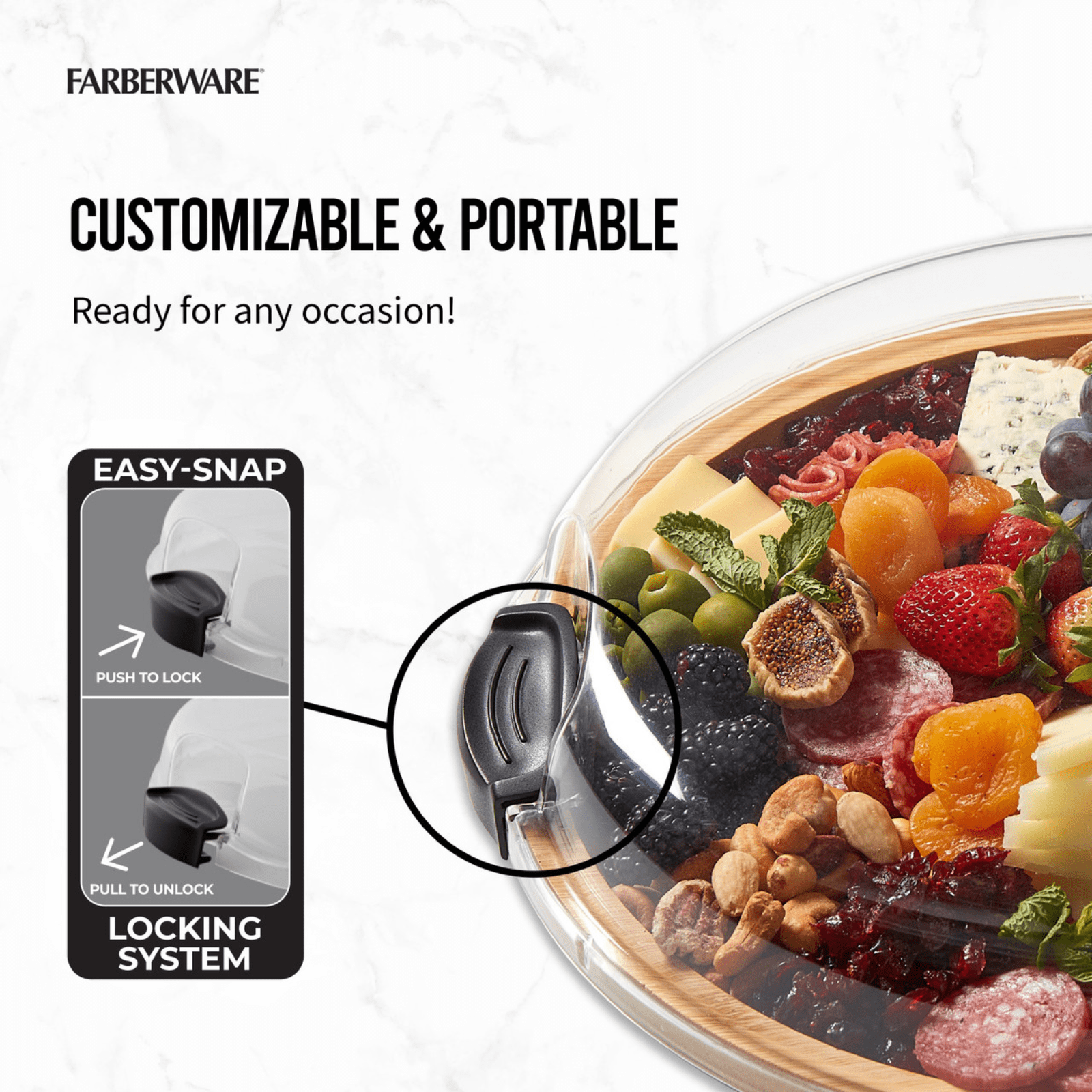 Farberware Build-a-Board Bamboo Round Snack Serving Board 35.5cm