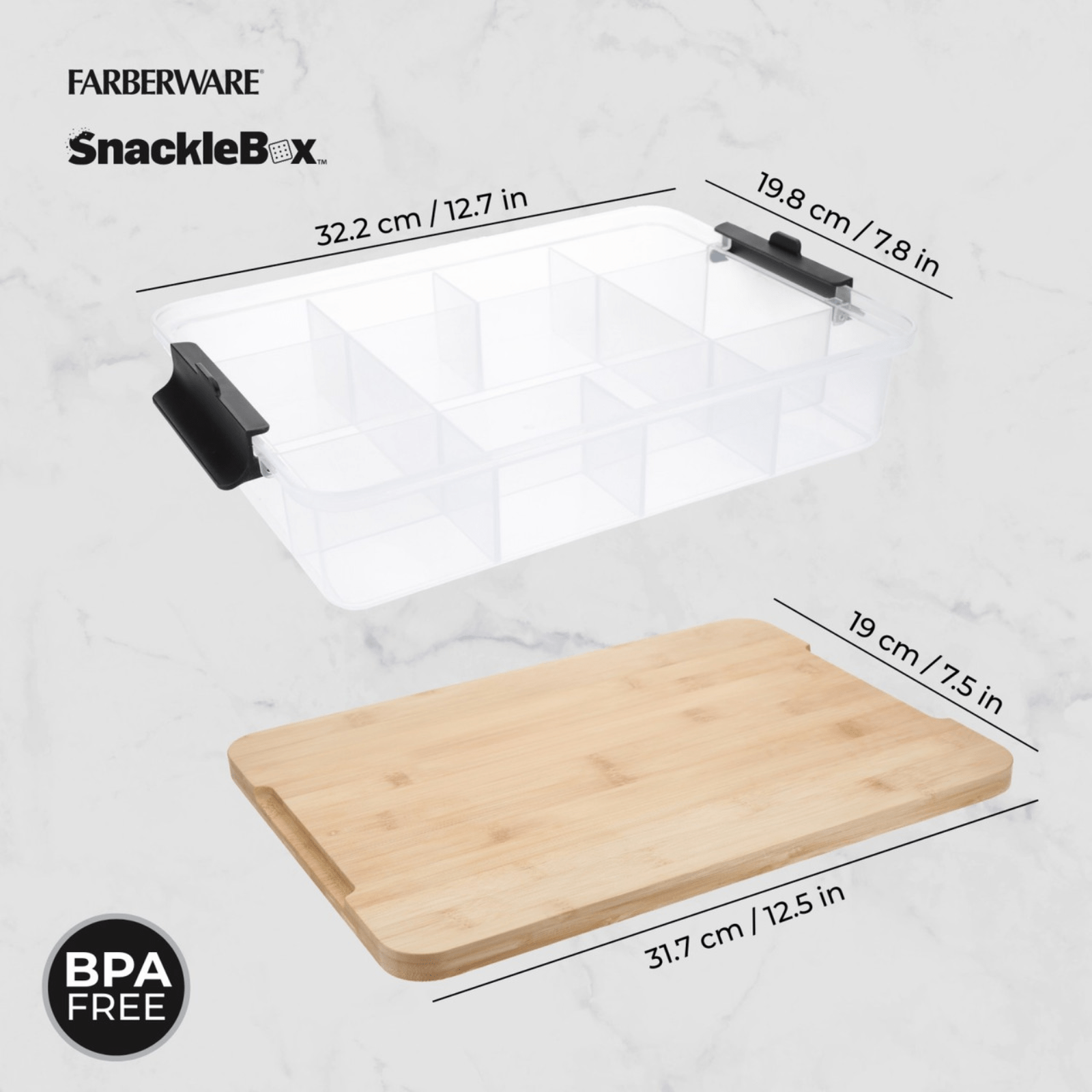 Farberware SnackleBox Bamboo Board and Box 33cm x 20cm