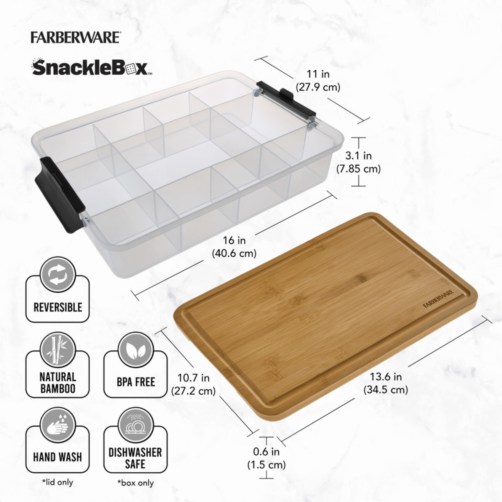 Farberware SnackleBox Bamboo Board and Box 40.5cm x 30cm
