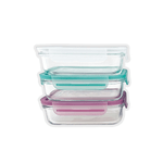 Glasslock Classic Tempered Glass Rectangle Container 715ml 3-Piece Set
