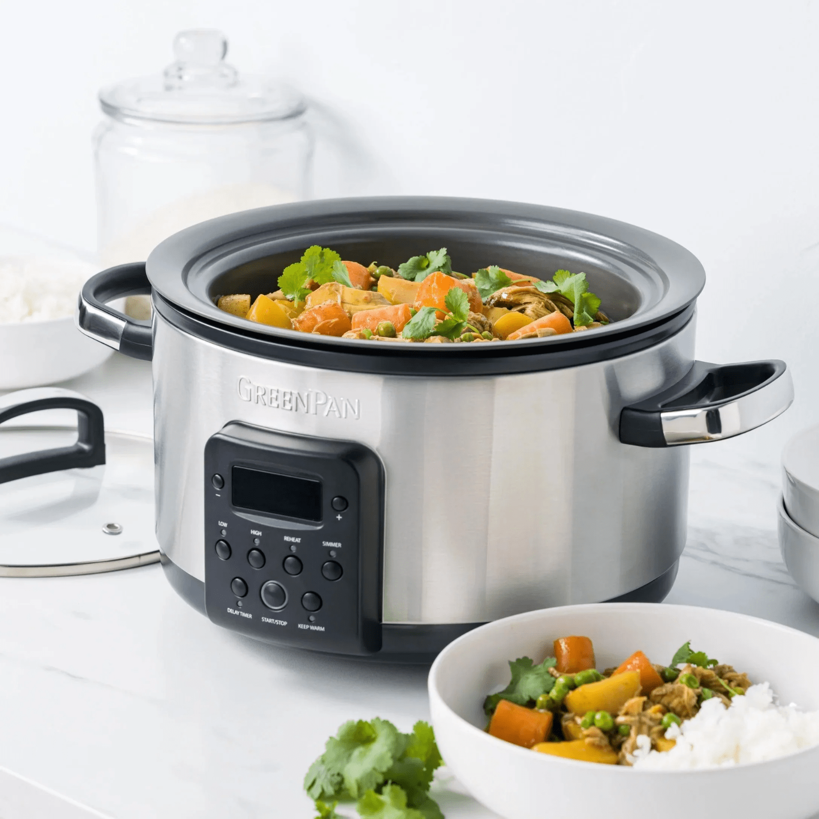 GreenPan Bistro Slow Cooker 3.7L Stainless Steel
