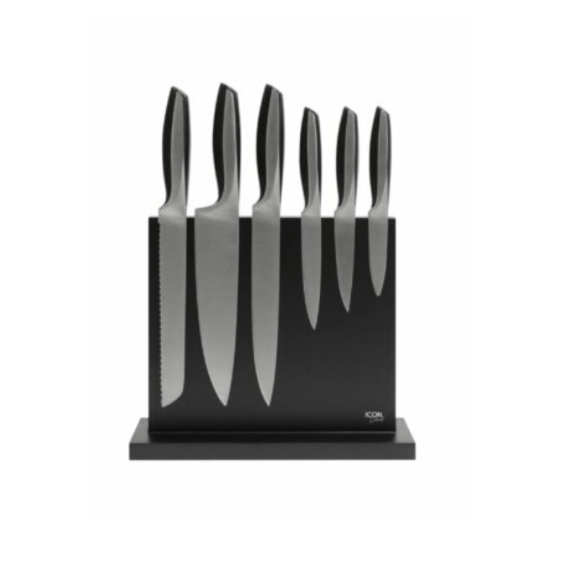 Icon Chef Black Magnetic Knife Block Duo The Homestore Auckland
