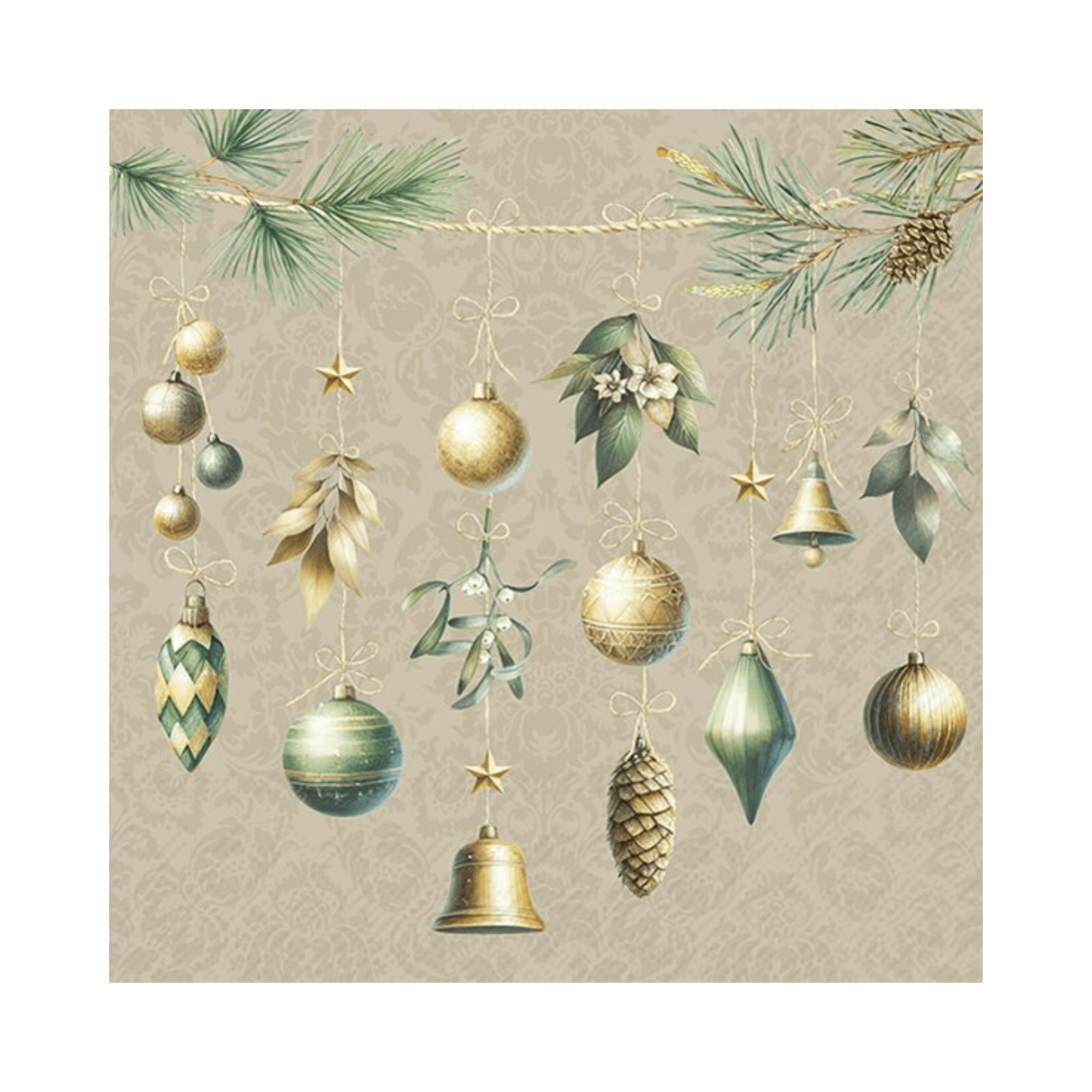 IHR Luncheon Christmas Decorations Light Brown Napkins Pack of 20