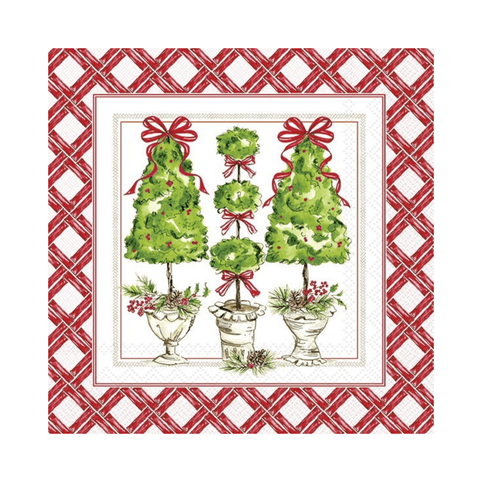 IHR Luncheon Holly Topiary Napkins Pack of 20