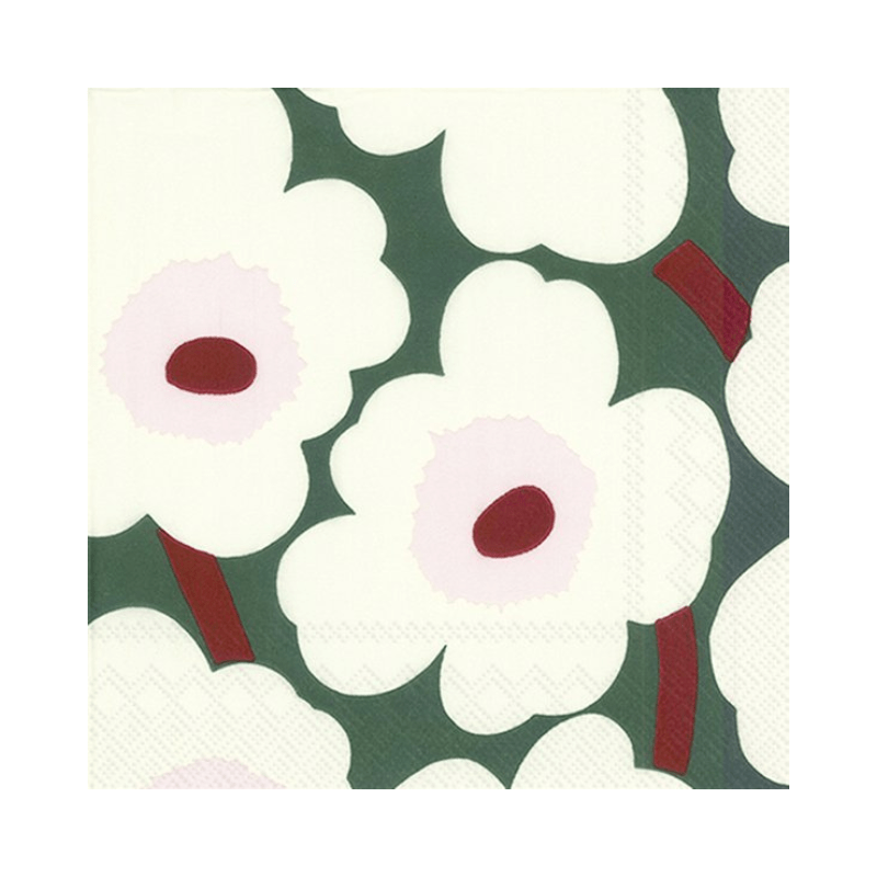 IHR Luncheon Marimekko Unikko Green Cream Napkins Pack of 20