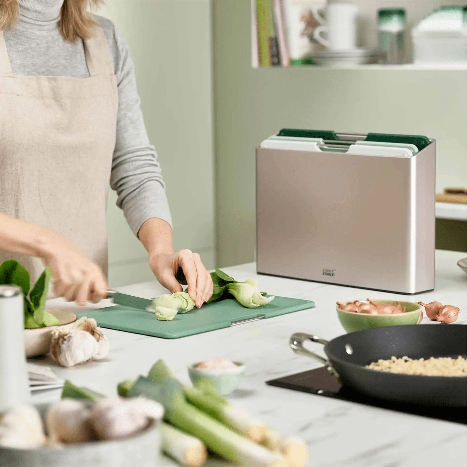 Joseph Joseph Folio Chopping Board Set 4-Piece Large Sage Green