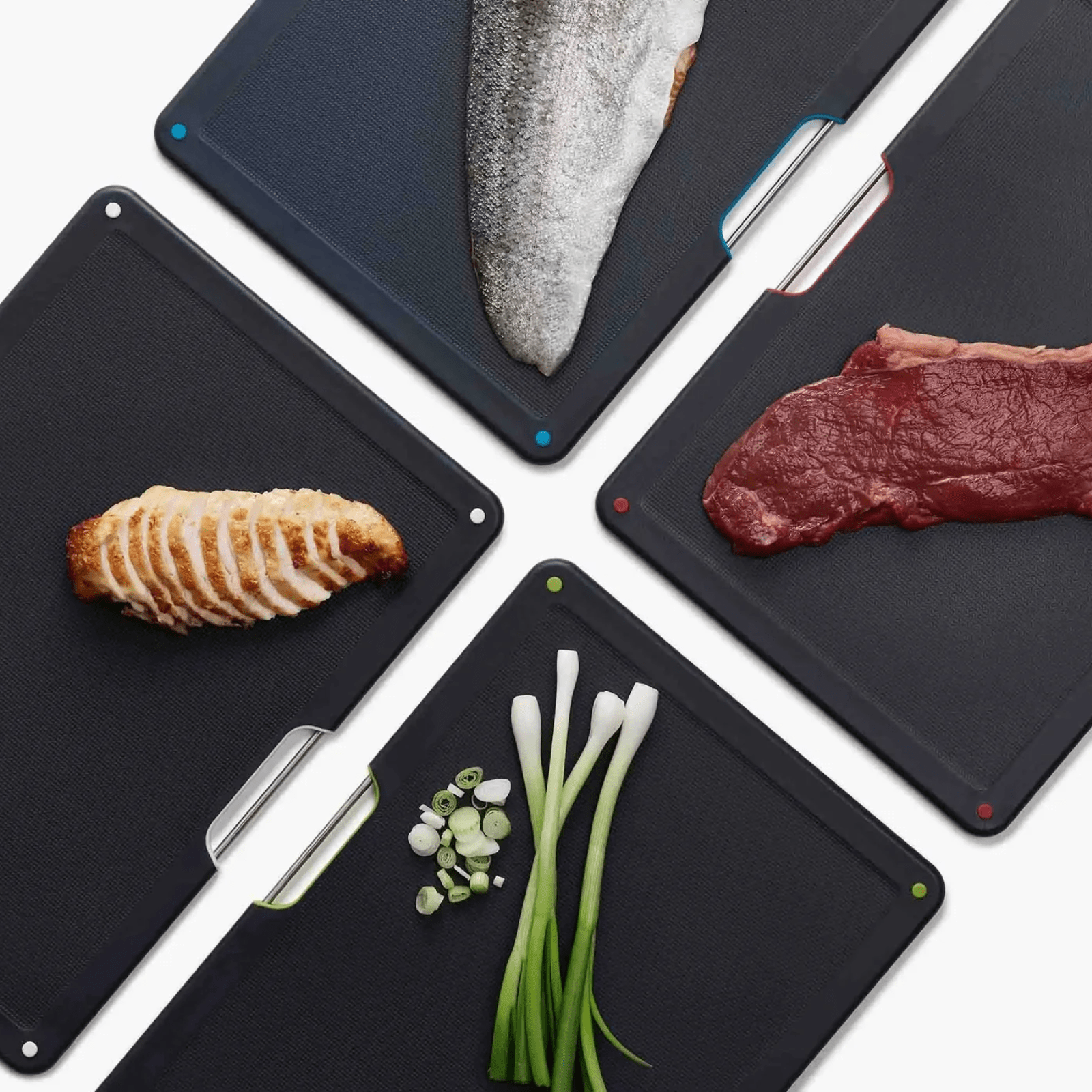Joseph Joseph Folio Steel Chopping Board Set 4-Piece Large Carbon Black