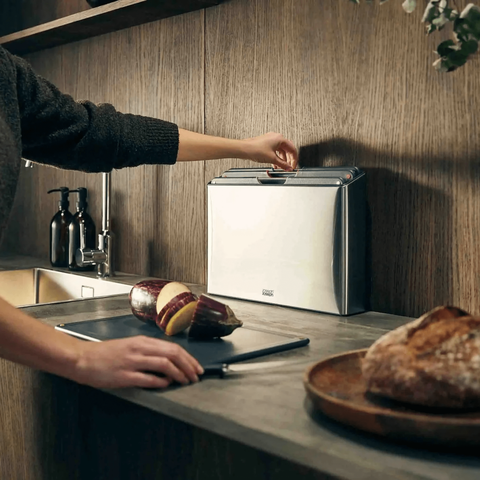 Joseph Joseph Folio Steel Chopping Board Set 4-Piece Large Stainless Steel