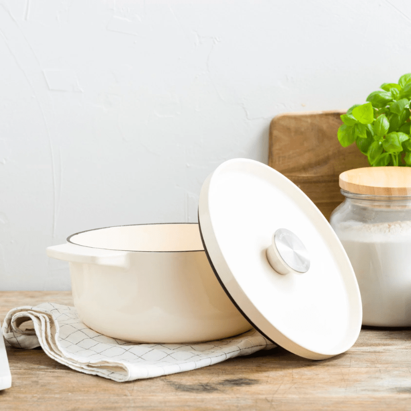 KitchenAid Round Casserole 26cm Almond Cream