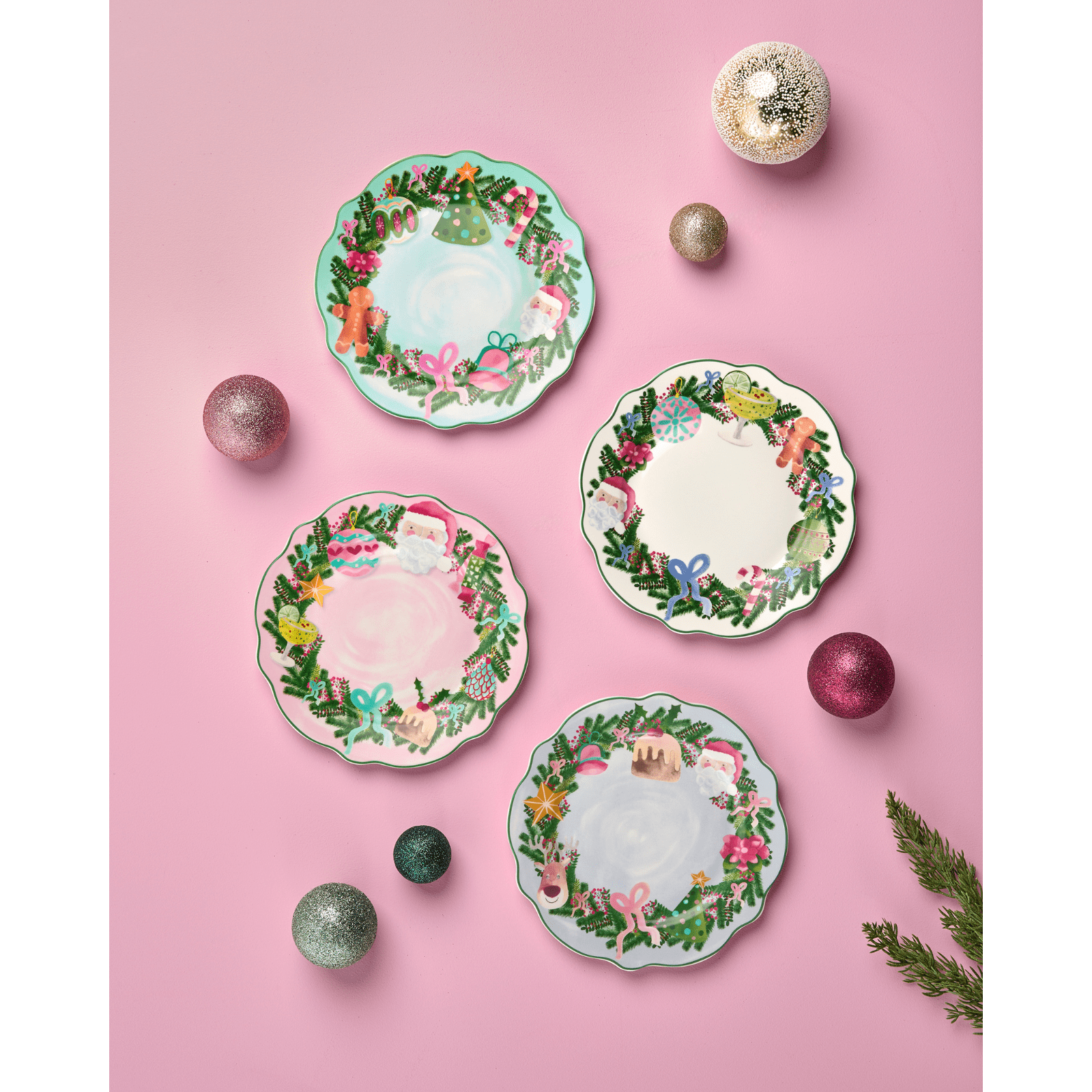 Maxwell & Williams Tis The Season Scallop Rim Plate 20cm Green