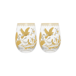 Maxwell & Williams White Christmas Stemless Wine Glass 550ml Set of 2 Gold