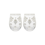 Maxwell & Williams White Christmas Stemless Wine Glass 550ml Set of 2 Silver