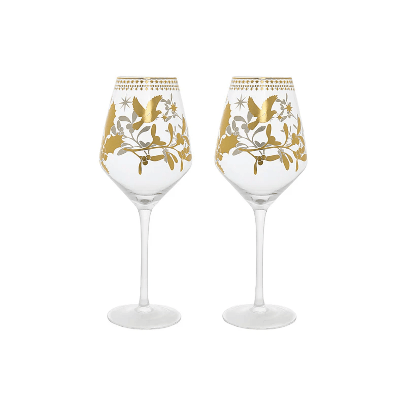 Maxwell & Williams White Christmas Wine Glass 500ml Set of 2 Gold