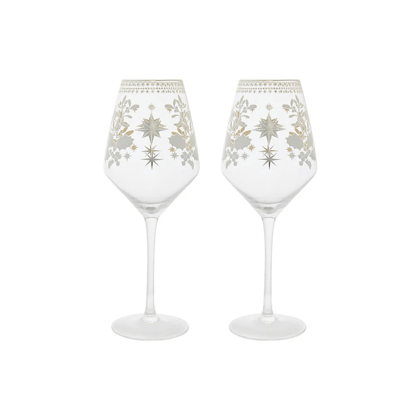 Maxwell & Williams White Christmas Wine Glass 500ml Set of 2 Silver