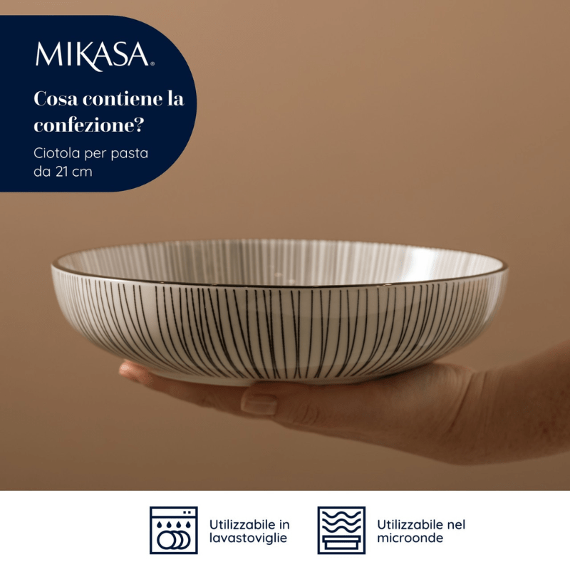 Mikasa Pasta Bowl 21cm Black Stripe