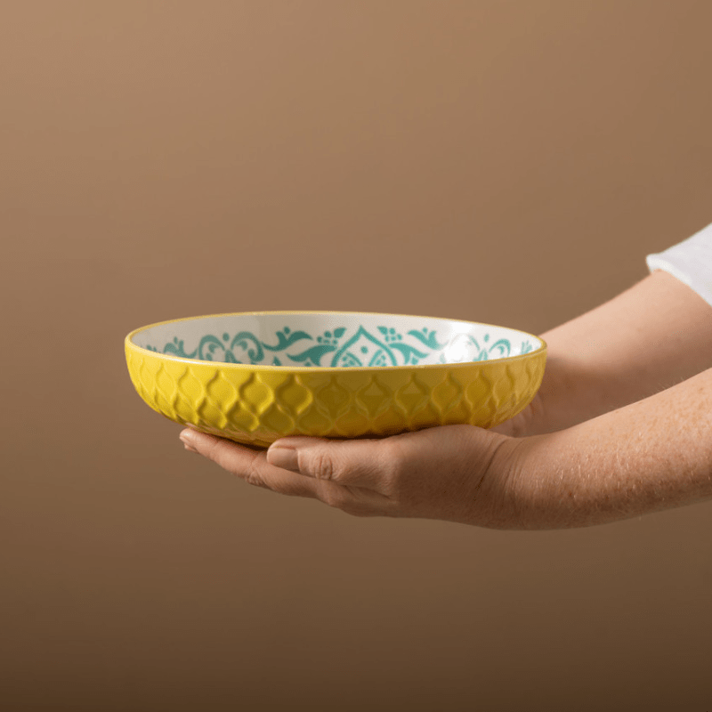 Mikasa Pasta Bowl 21cm Yellow & Blue Geometric