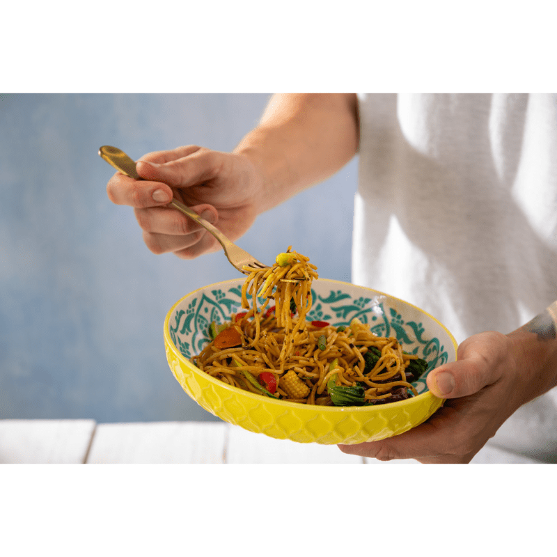Mikasa Pasta Bowl 21cm Yellow & Blue Geometric
