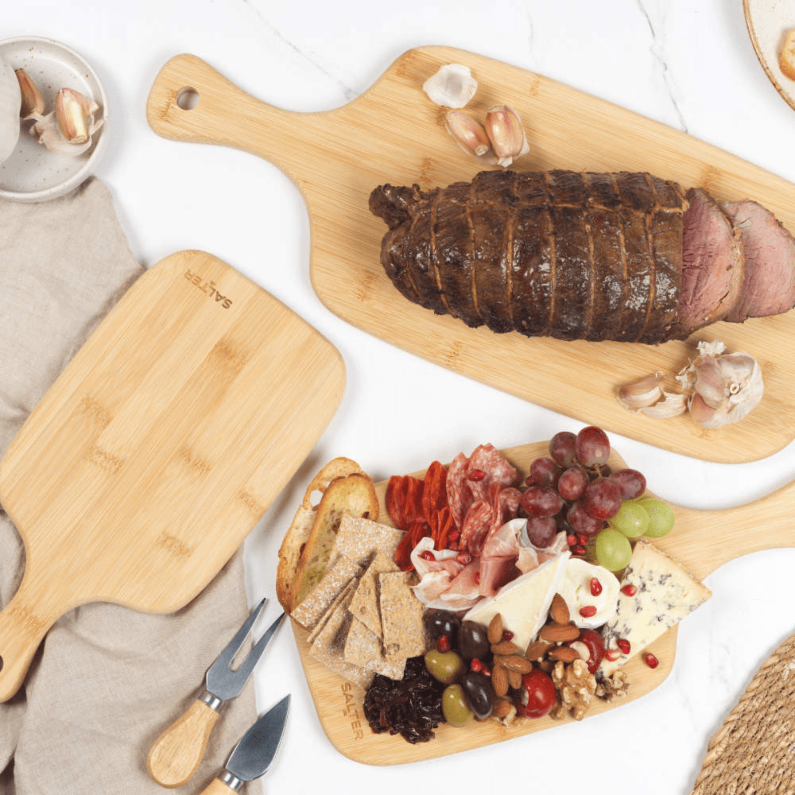 Salter Bamboo Paddle Chopping Boards Set 3-Piece