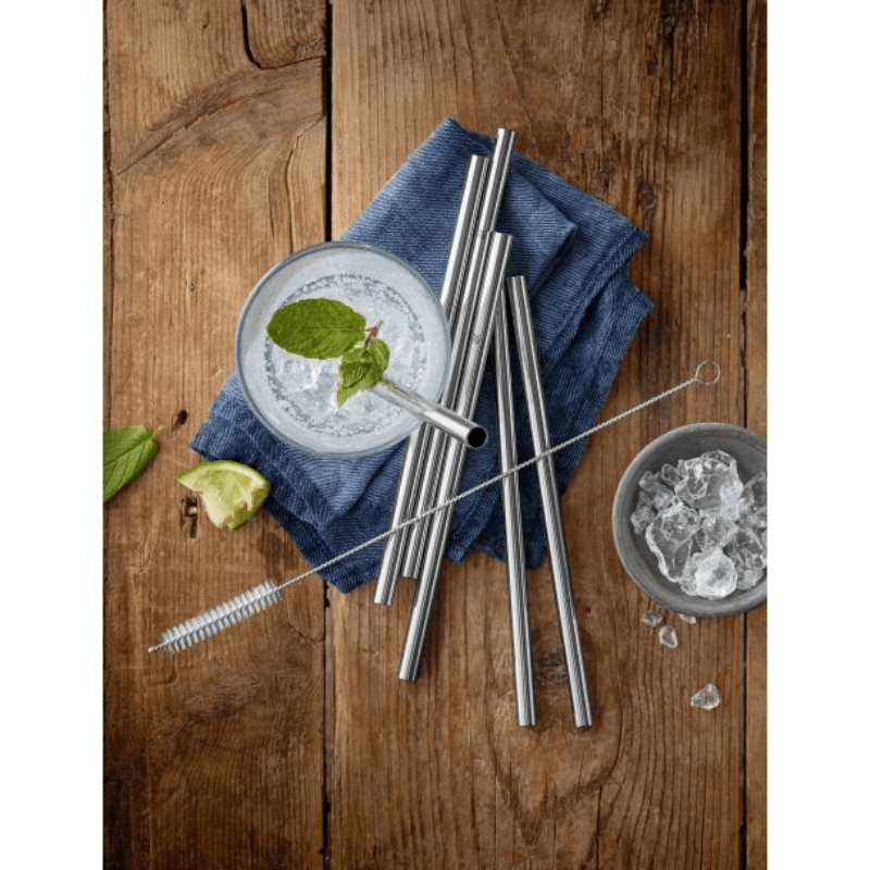 WMF Baric Reusable Straws Set 6-Piece 18cm with Cleaning Brush
