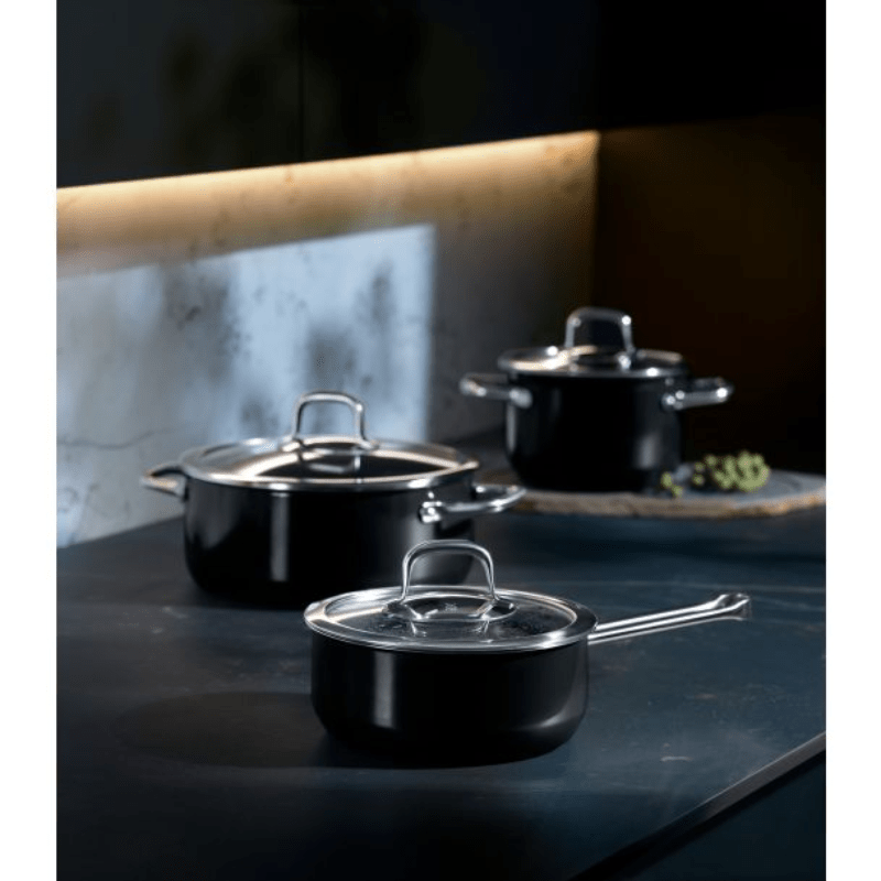 WMF Fusiontec Compact Black Cookware Set 3-Piece The Homestore Auckland