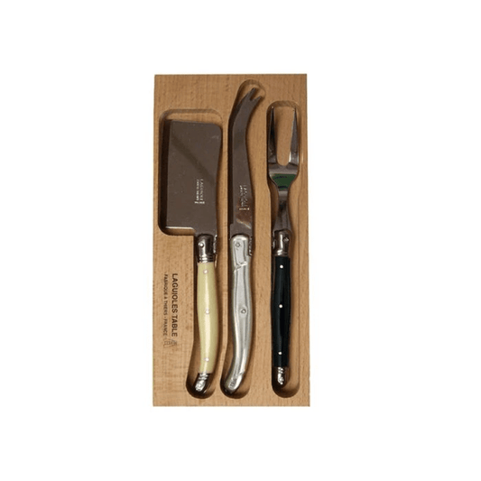 Andre Verdier Laguiole Cheese Set 3 Piece Ivory Stainless Steel/Black The Homestore Auckland