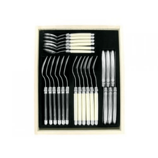 Andre Verdier Laguiole Cutlery Canteen Set 24 Piece Ivory/Stainless Steel/Black The Homestore Auckland