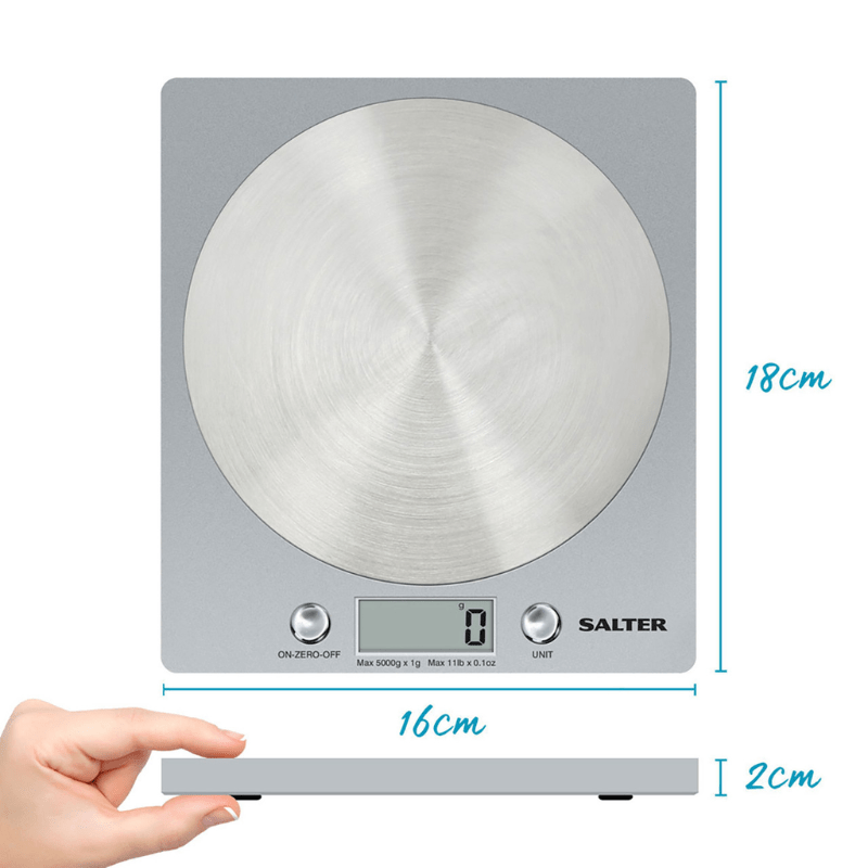 Salter Disc Electronic Kitchen Scale Silver 5kg Capacity