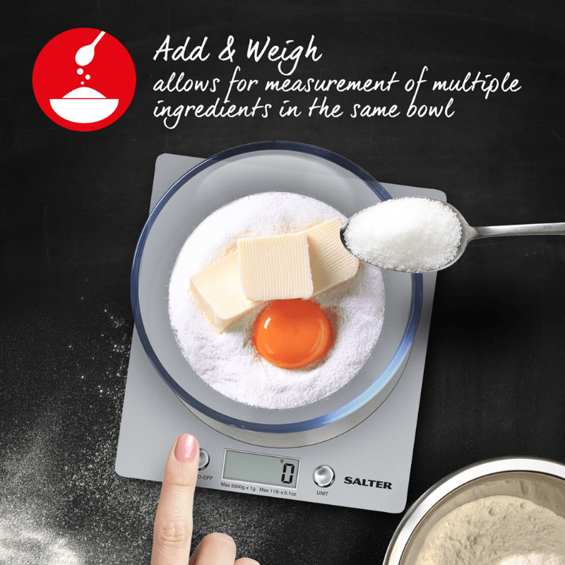 Salter Disc Electronic Kitchen Scale Silver 5kg Capacity