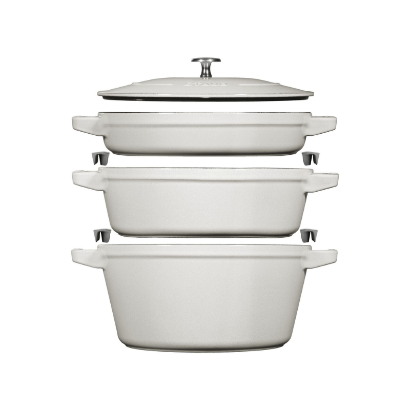 Staub Stackable 24cm Cookware Set 4-Piece White Truffle Staub Stackable 24cm Cookware Set 4-Piece White Truffle