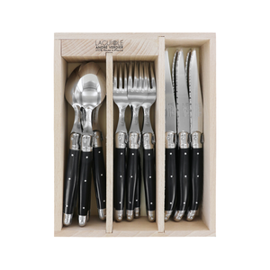 Andre Verdier Laguiole Debutant Cutlery Set 18-Piece Black