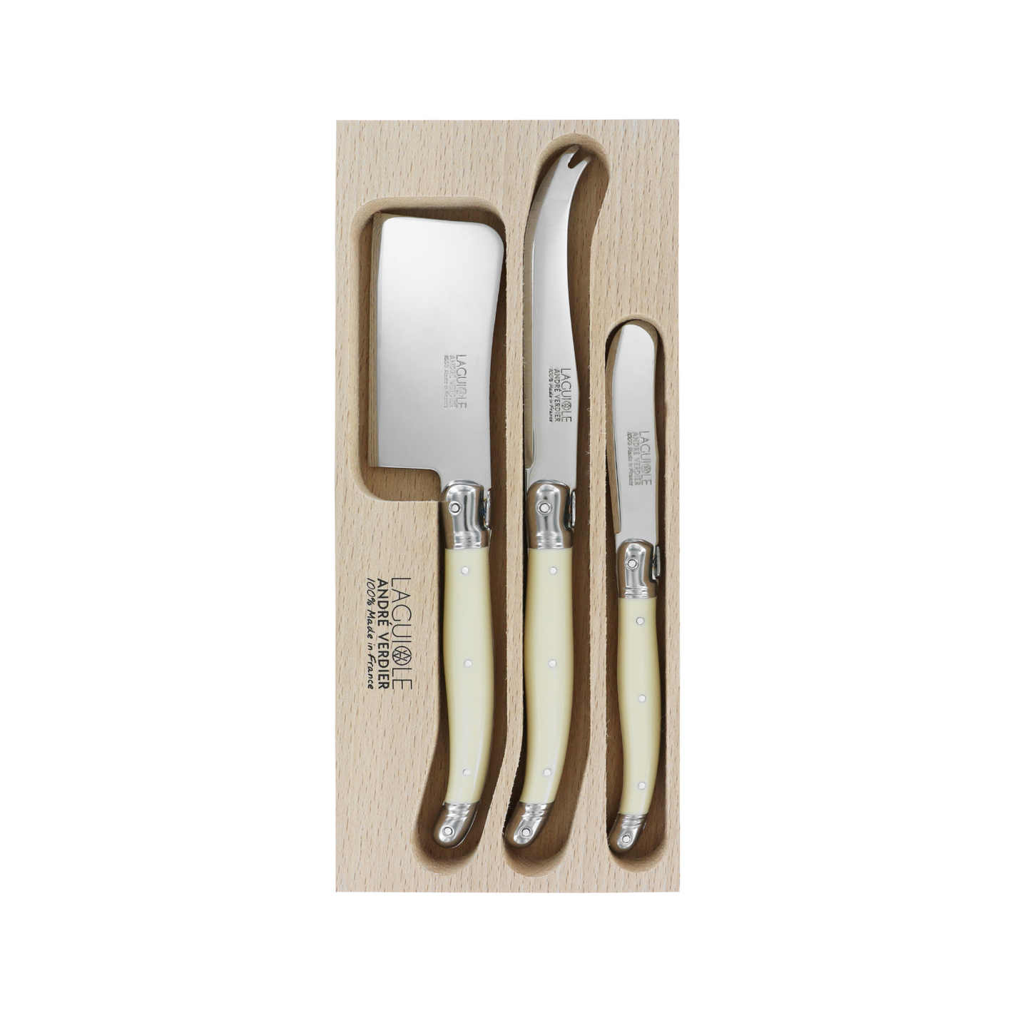 Andre Verdier Laguiole Debutant Cheese Spreader Small Set of 3 Ivory