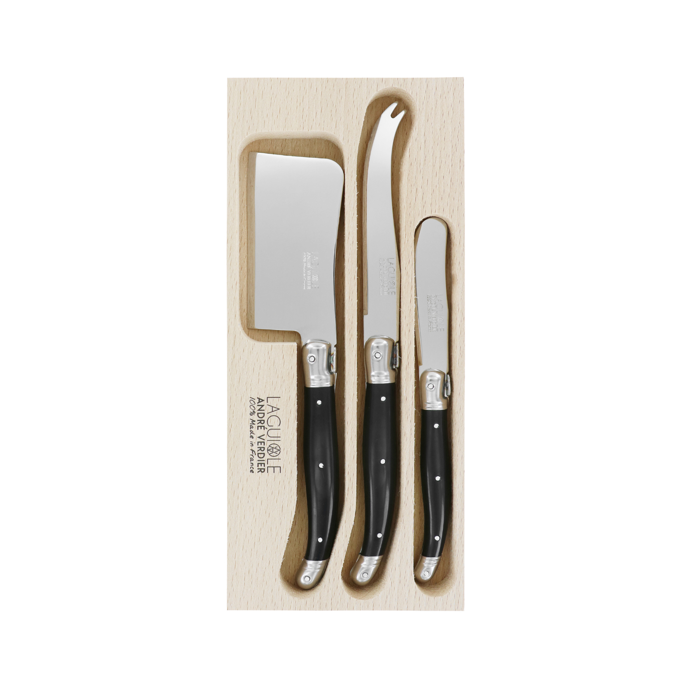 Andre Verdier Laguiole Debutant Cheese Spreader Small Set of 3 Black