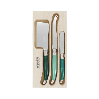 Andre Verdier Laguiole Debutant Cheese Spreader Small Set of 3 Forest Green