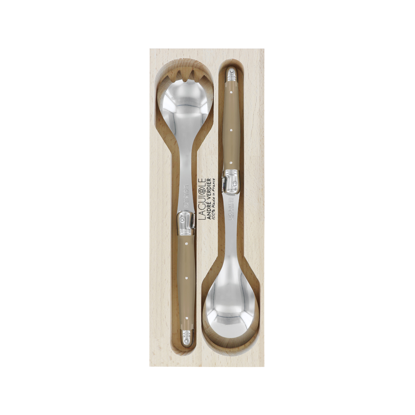 Andre Verdier Laguiole Debutant Salad Server Set Mushroom
