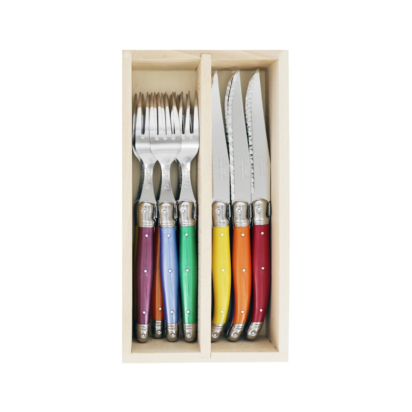Andre Verdier Laguiole Debutant Cutlery Set 12-Piece Colours