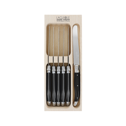 Andre Verdier Laguiole Debutant Table Knife Set of 6 Black