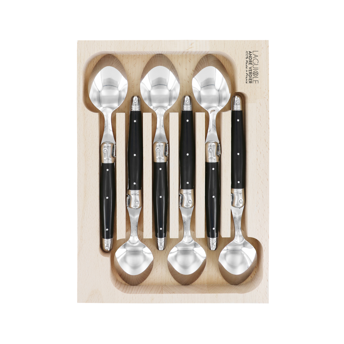 Andre Verdier Laguiole Debutant Dessert Spoon Set of 6 Black