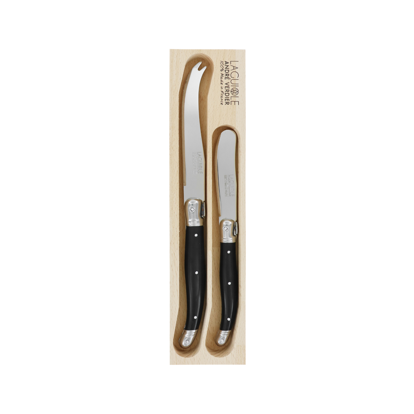 Andre Verdier Laguiole Debutant Cheese Knife & Spreader Set Black