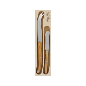 Andre Verdier Laguiole Debutant Cheese Knife & Spreader Set Olive Wood