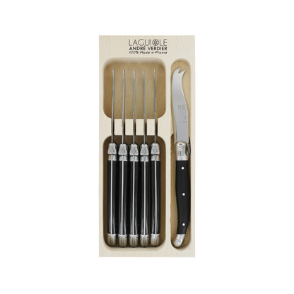 Andre Verdier Laguiole Debutant Cheese Knife Set of 6 Black