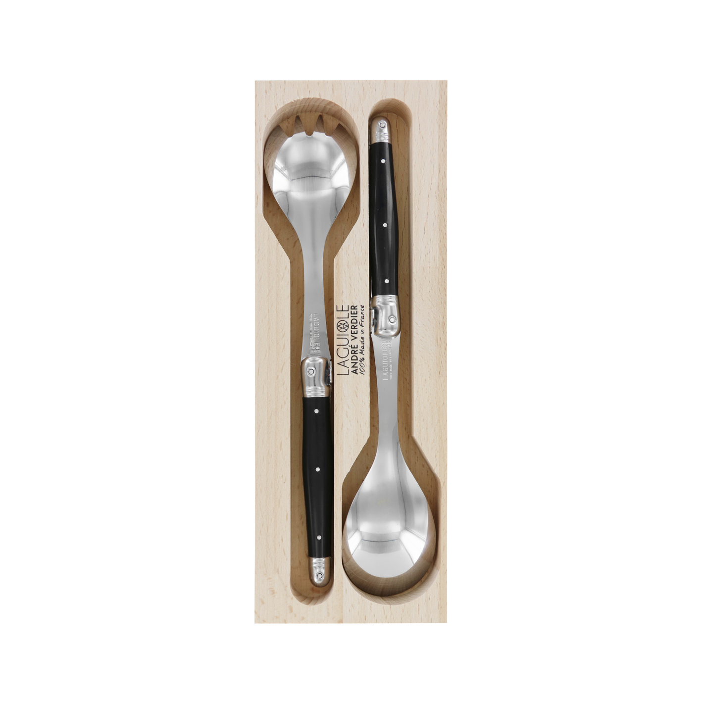 Andre Verdier Laguiole Debutant Salad Server Set Black