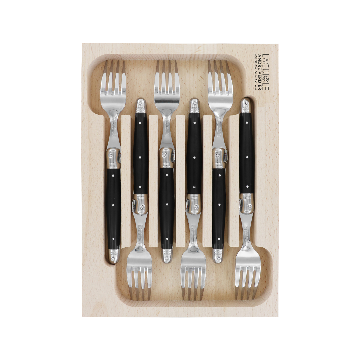 Andre Verdier Laguiole Debutant Table Fork Set of 6 Black