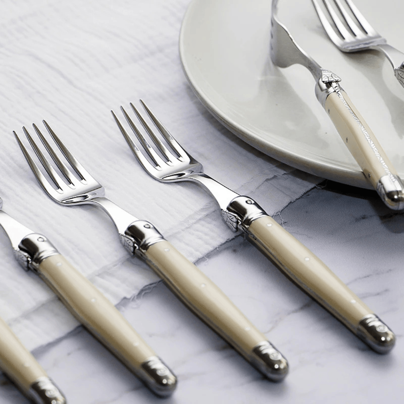 Andre Verdier Laguiole Classique Dinner Fork Set of 6 Ivory